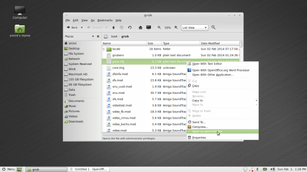 1. File grub.cfg on Linux Mint File System