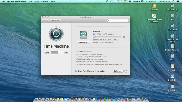 Backup Time Machine On Mac OS X 10.9.1 On Asus A46C I