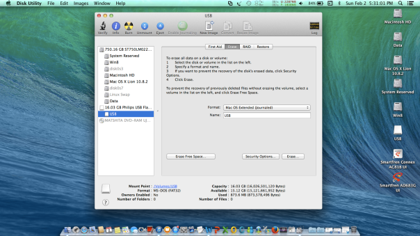 Run Disk Utility I (Erase with Format USB if it's still any containing files and not yet utilize "Mac OS Extended (Journaled) Format") On Asus A46C