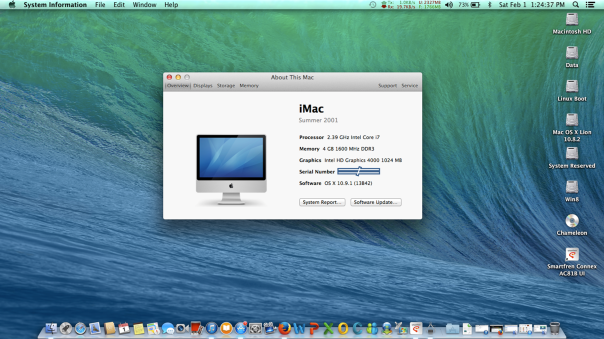 Screen Shot About This Mac 10.9.1 On Asus A46C II_